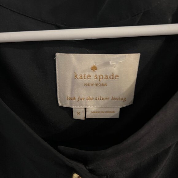 Kate Spade 100% Silk Colorblock Black Blue Popover Shift Career Dress size 8 - Picture 13 of 14